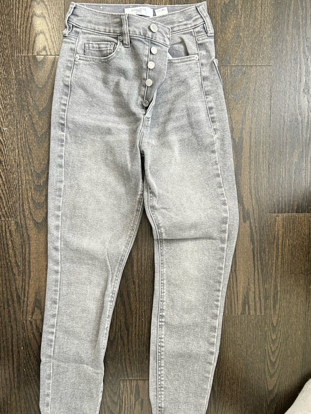 Dynamite High-Rise Light Gray Button-Fly Jeans